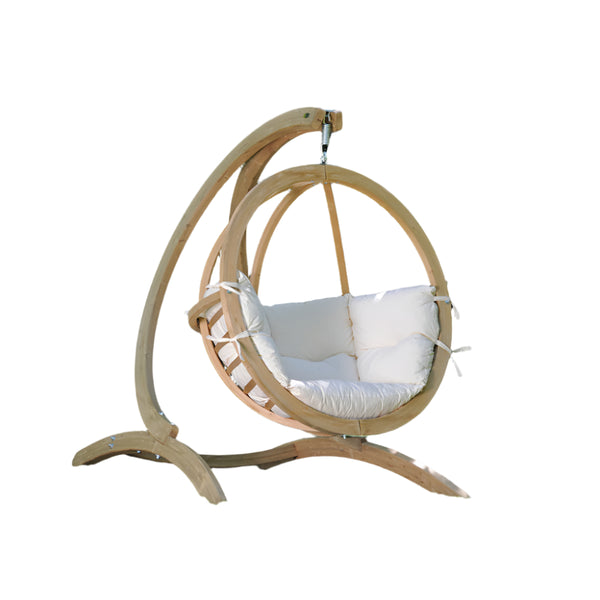 Globo hanging nest egg chair and wooden frame