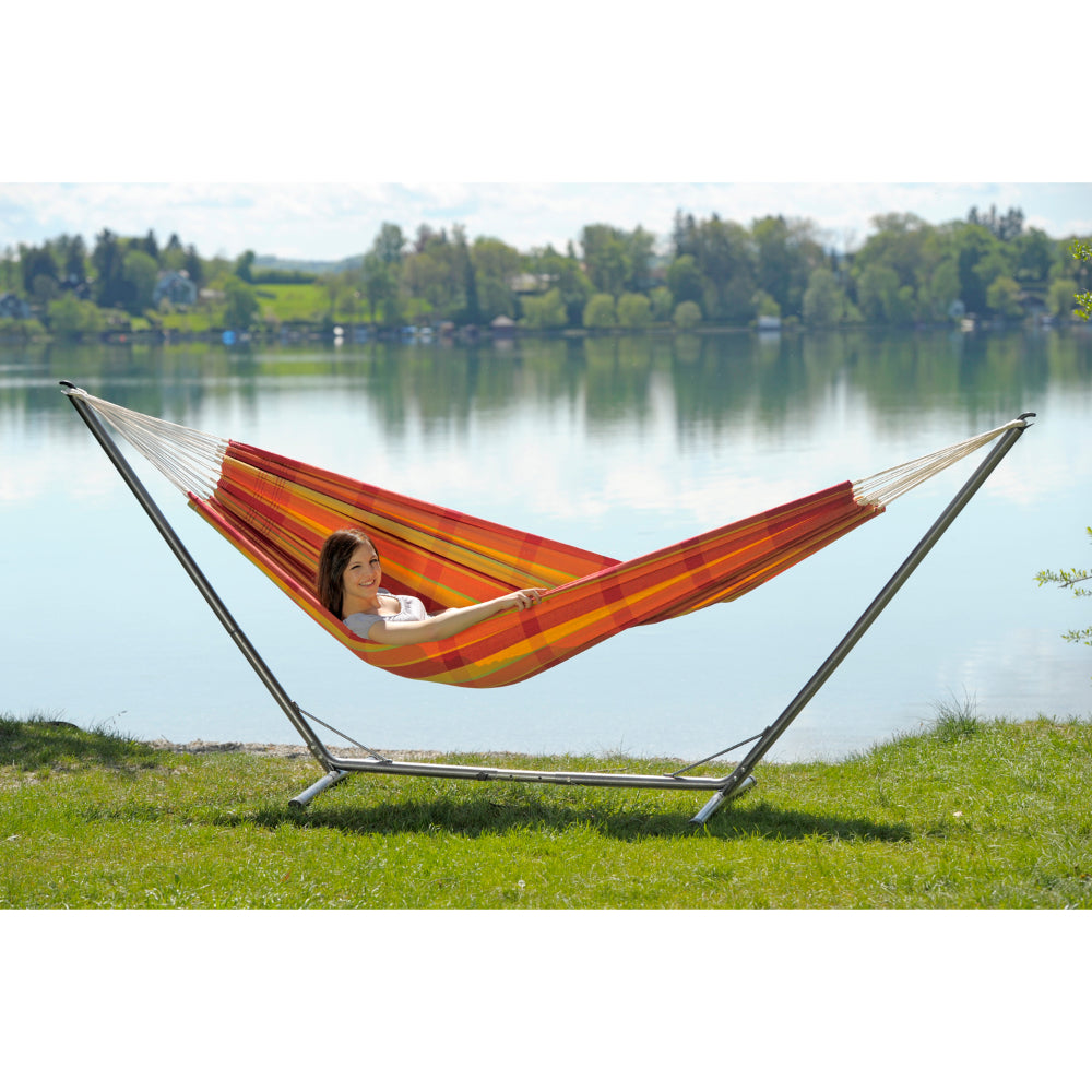 Rope hammock with clearance stand